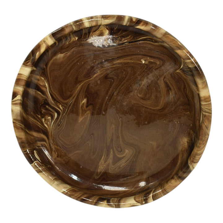 Weller Marbleized 1914 Art Deco Pottery Large Brown Swirl Ceramic Bowl - Just Art Pottery