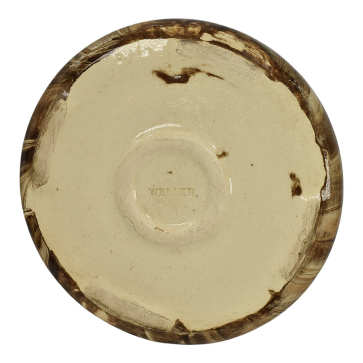 Weller Marbleized 1914 Art Deco Pottery Large Brown Swirl Ceramic Bowl - Just Art Pottery