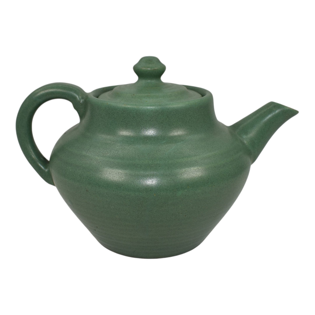 Zanesville Stoneware 1930s Vintage Art Pottery Matte Green Ceramic Teapot D13