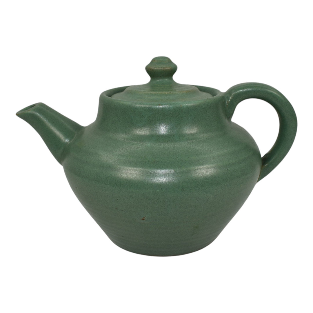 Zanesville Stoneware 1930s Vintage Art Pottery Matte Green Ceramic Teapot D13