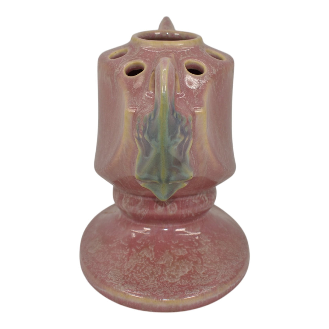 Roseville Tuscany Pink 1927 Vintage Art Deco Pottery Ceramic Flower Frog 69-5