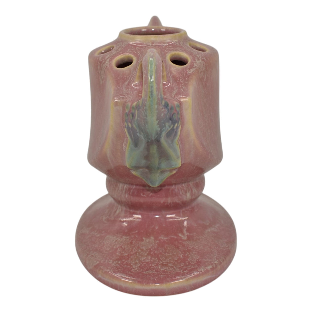 Roseville Tuscany Pink 1927 Vintage Art Deco Pottery Ceramic Flower Frog 69-5