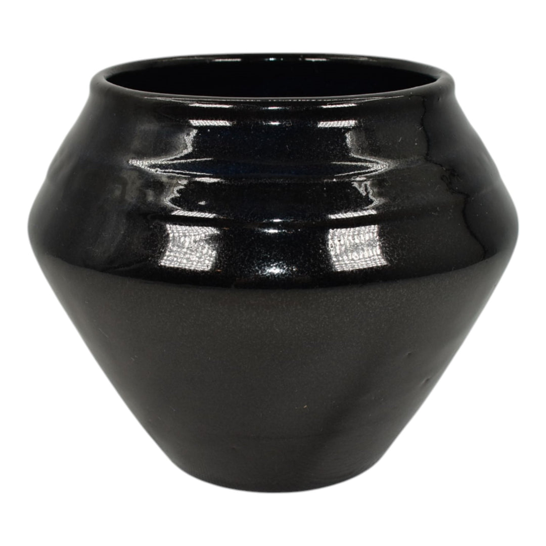 Zanesville Stoneware 1930s Vintage Arts Pottery Black Ceramic Vase 104 - Just Art Pottery