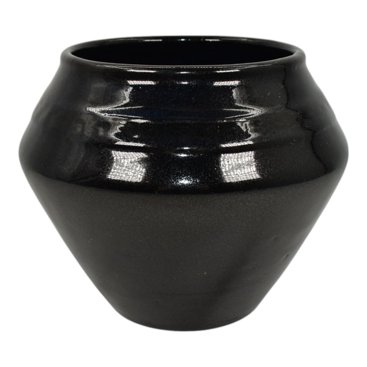 Zanesville Stoneware 1930s Vintage Arts Pottery Black Ceramic Vase 104 - Just Art Pottery