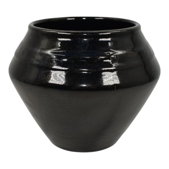 Zanesville Stoneware 1930s Vintage Arts Pottery Black Ceramic Vase 104 - Just Art Pottery