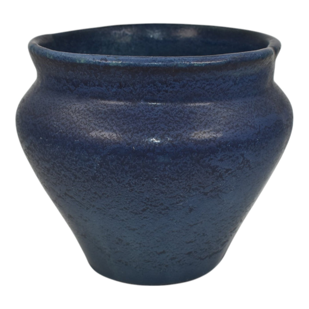 Weller Frosted Matte Blue Vintage Arts And Crafts Pottery Vase - Just Art Pottery