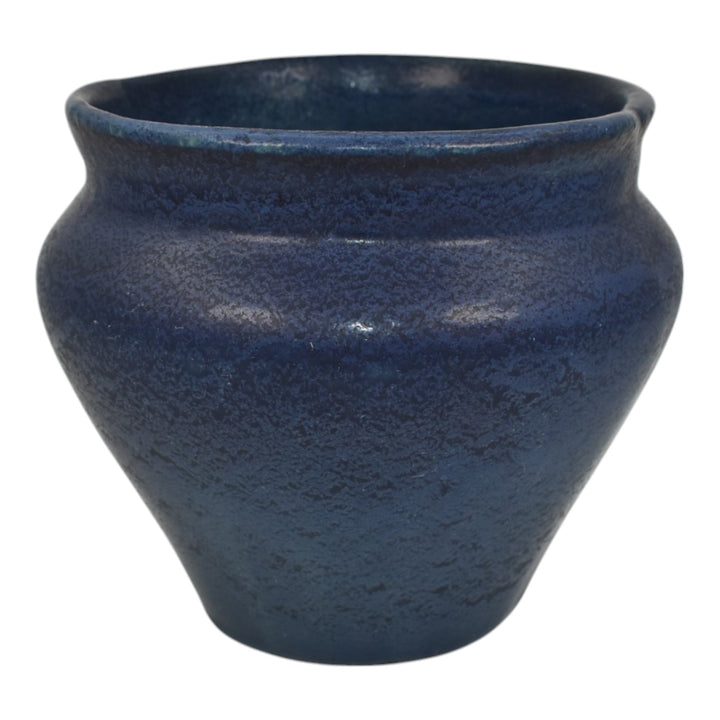 Weller Frosted Matte Blue Vintage Arts And Crafts Pottery Vase - Just Art Pottery