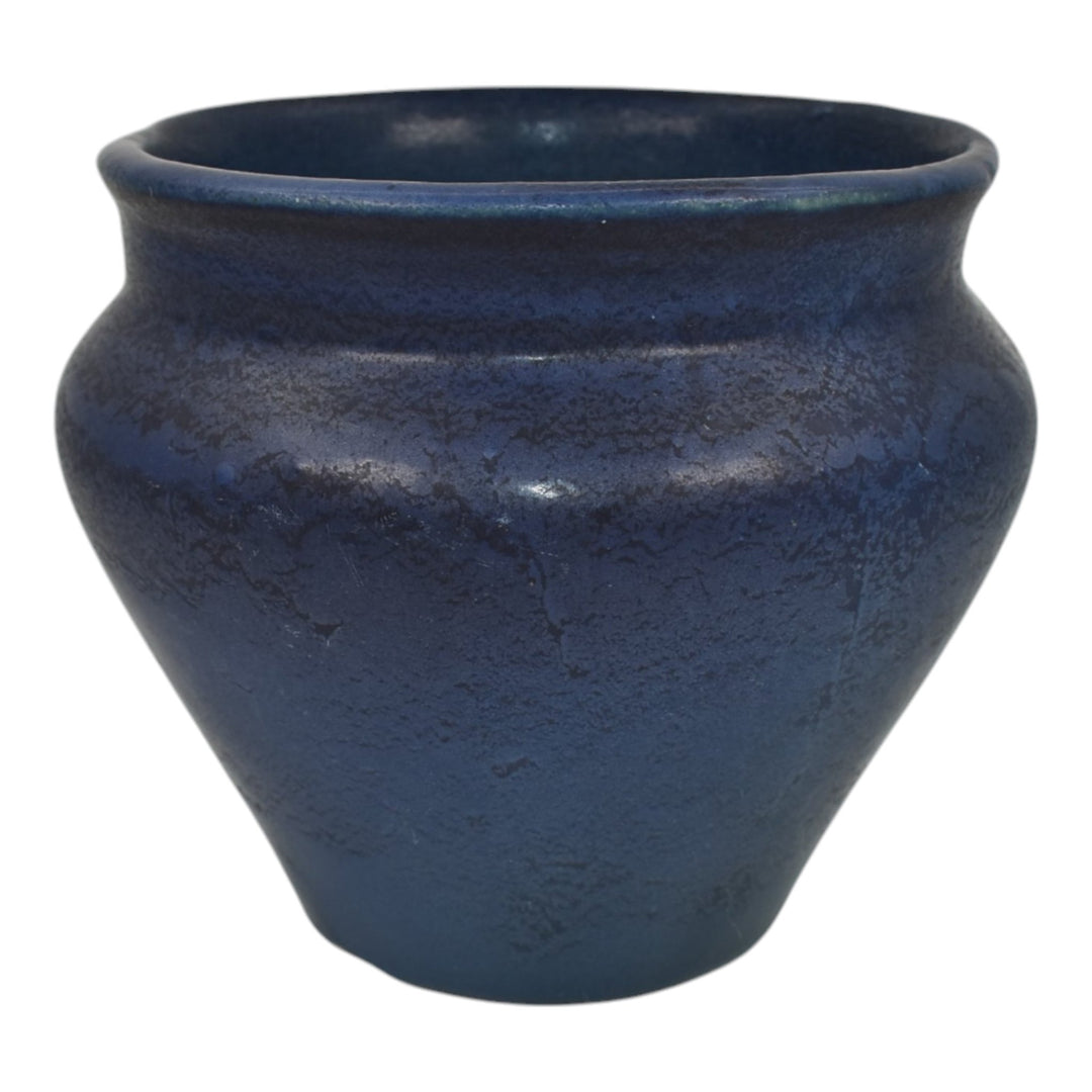 Weller Frosted Matte Blue Vintage Arts And Crafts Pottery Vase - Just Art Pottery