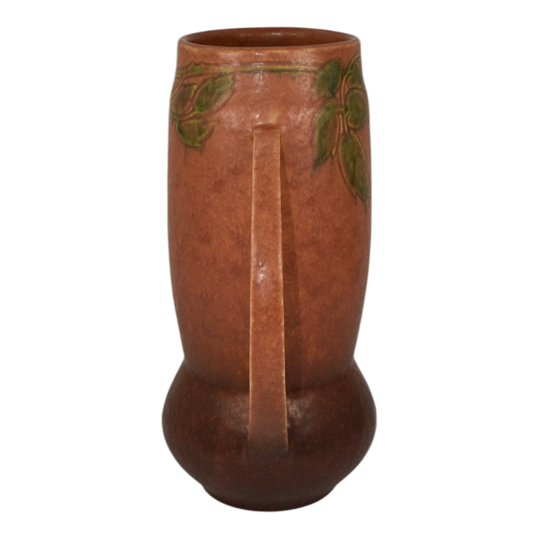Roseville Windsor Brown 1931 Vintage Art Pottery Ceramic Handled Vase 553-9 - Just Art Pottery