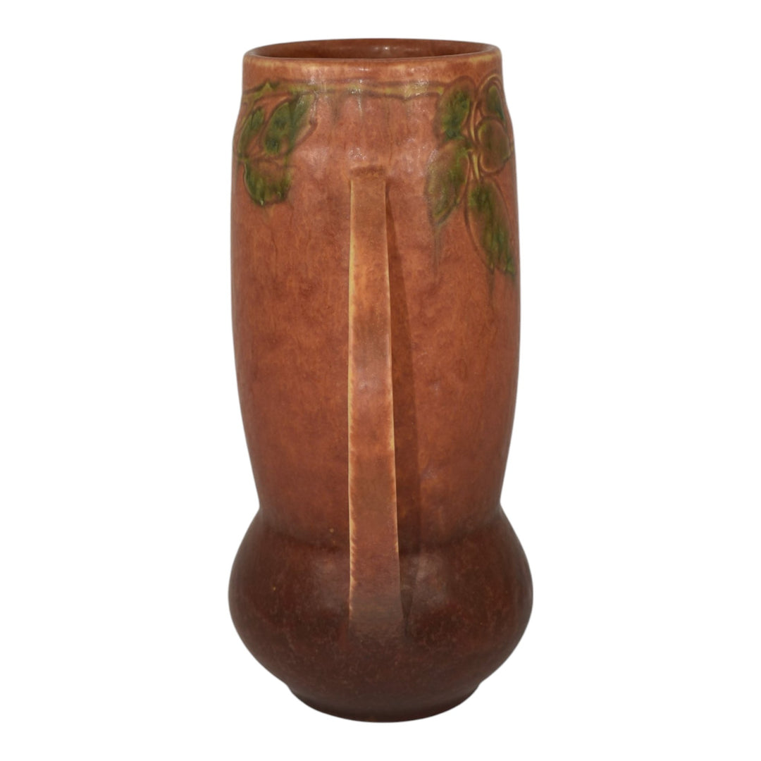 Roseville Windsor Brown 1931 Vintage Art Pottery Ceramic Handled Vase 553-9 - Just Art Pottery