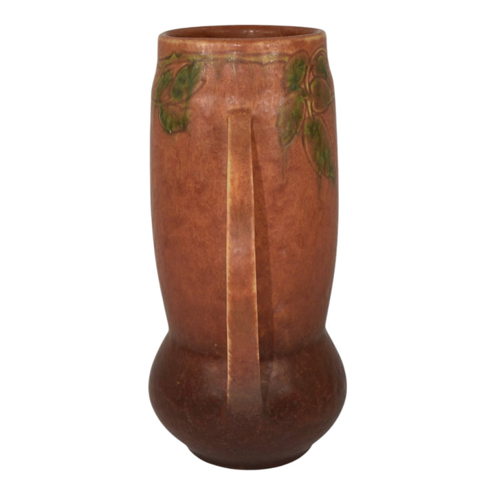 Roseville Windsor Brown 1931 Vintage Art Pottery Ceramic Handled Vase 553-9 - Just Art Pottery