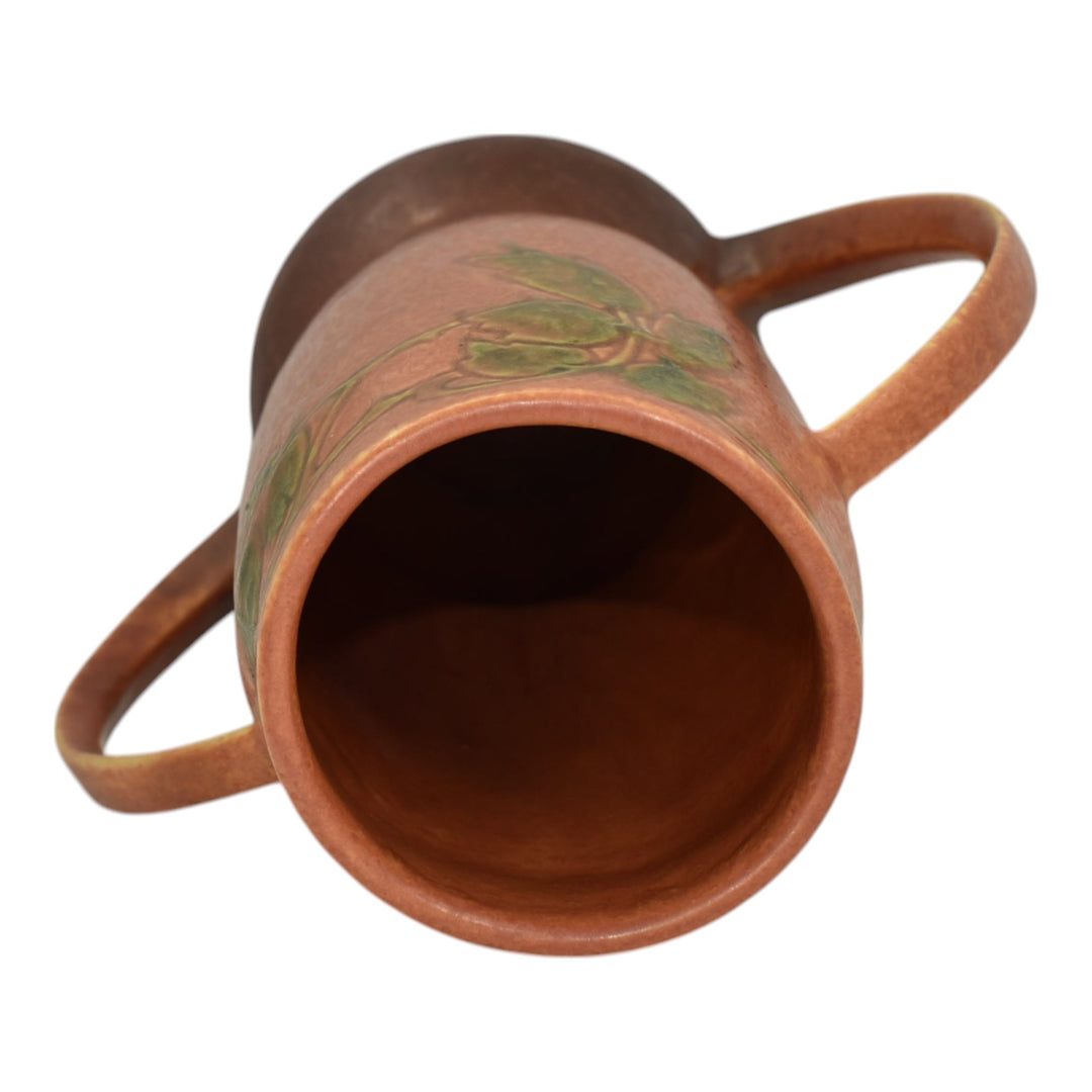 Roseville Windsor Brown 1931 Vintage Art Pottery Ceramic Handled Vase 553-9 - Just Art Pottery