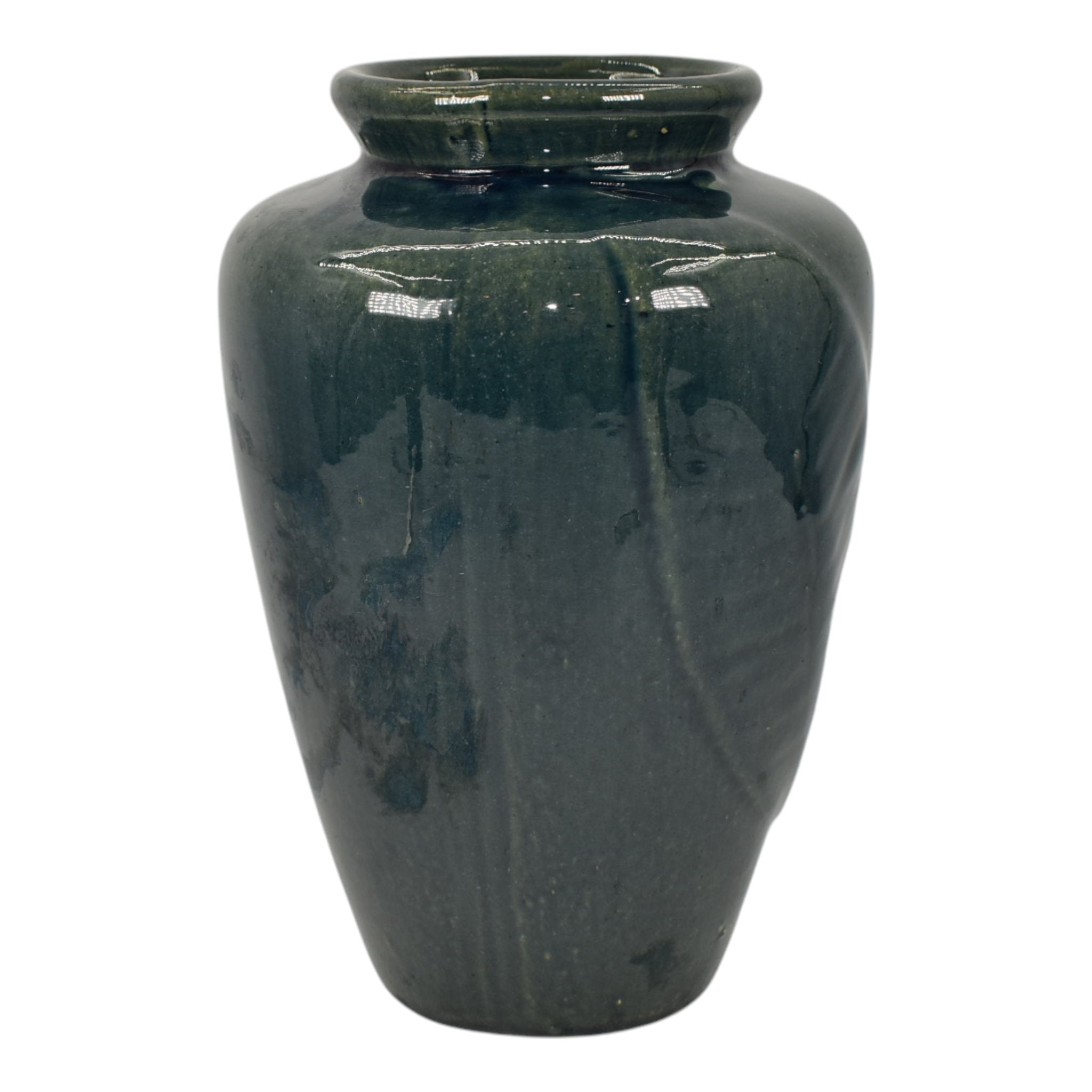 arts-4　e⑥ Zanesville Stoneware 1930s Arts And Craft Pottery Blue Leaf