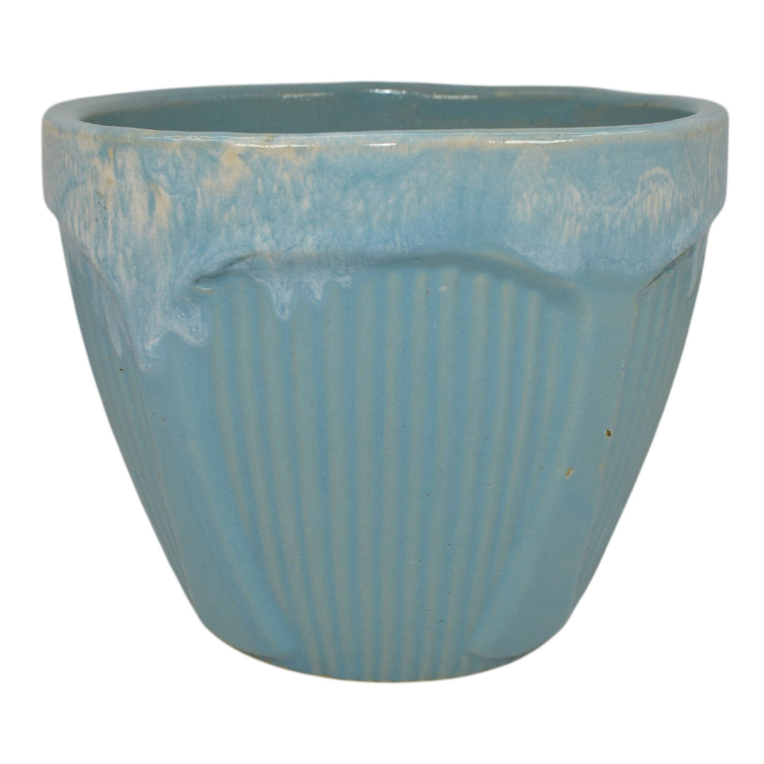 Robinson Ransbottom Vintage Ohio Art Pottery Blue Ceramic Flower Pot Planter - Just Art Pottery