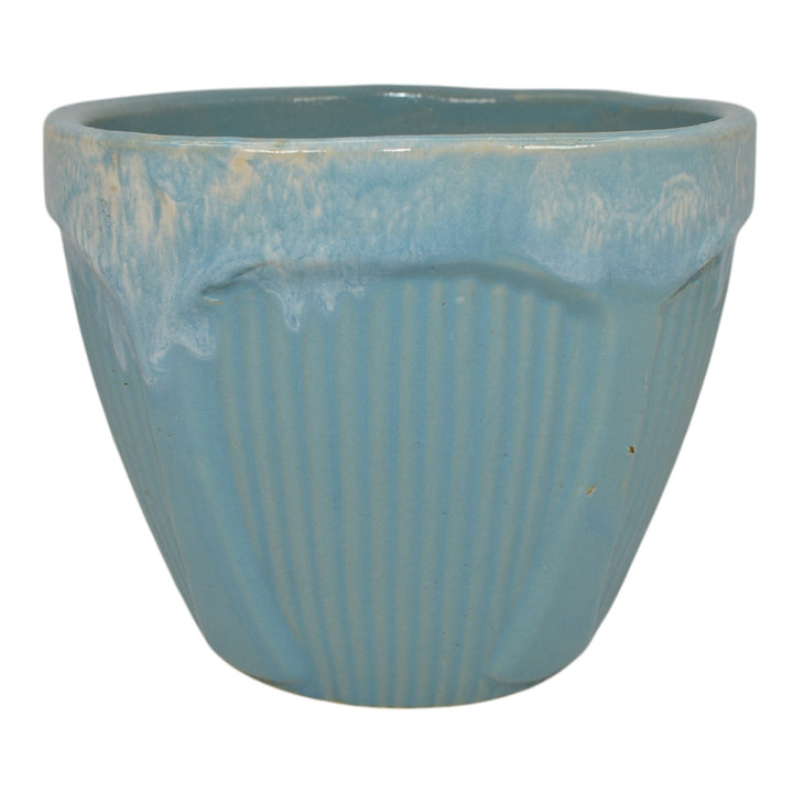 Robinson Ransbottom Vintage Ohio Art Pottery Blue Ceramic Flower Pot Planter - Just Art Pottery