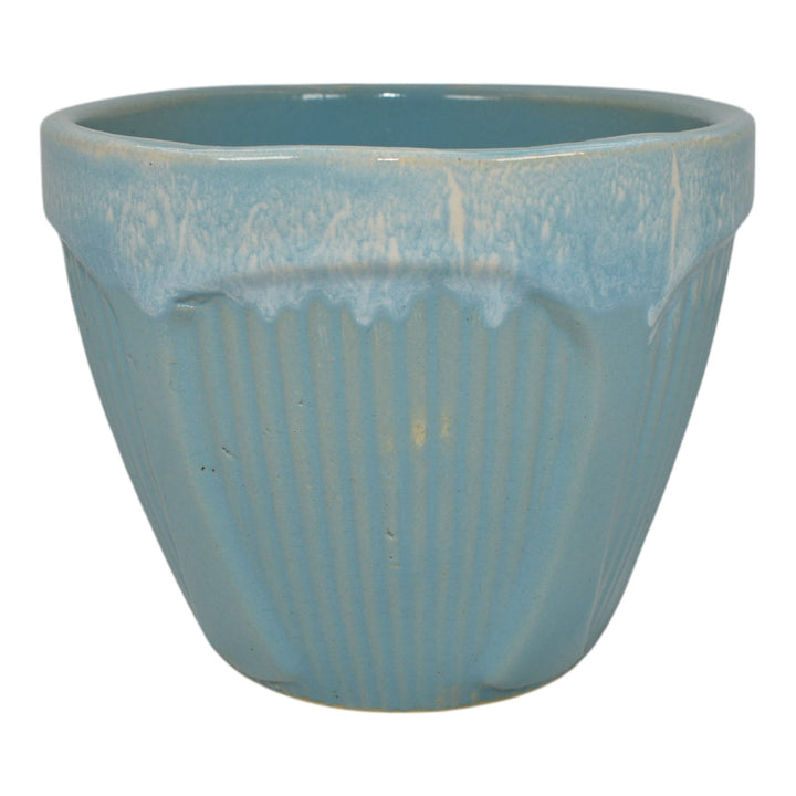 Robinson Ransbottom Vintage Ohio Art Pottery Blue Ceramic Flower Pot Planter - Just Art Pottery