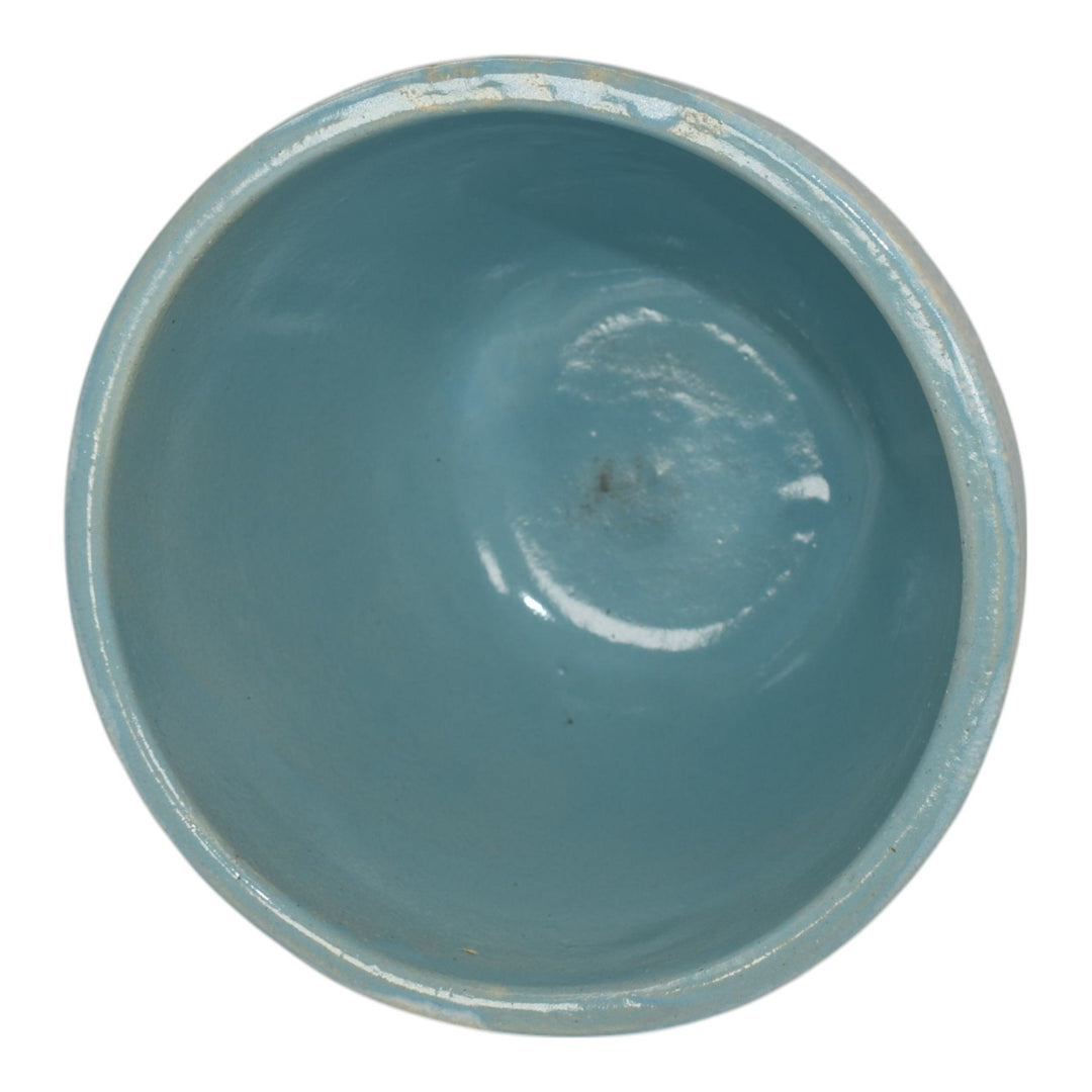 Robinson Ransbottom Vintage Ohio Art Pottery Blue Ceramic Flower Pot Planter - Just Art Pottery