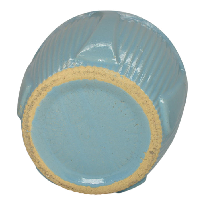 Robinson Ransbottom Vintage Ohio Art Pottery Blue Ceramic Flower Pot Planter - Just Art Pottery