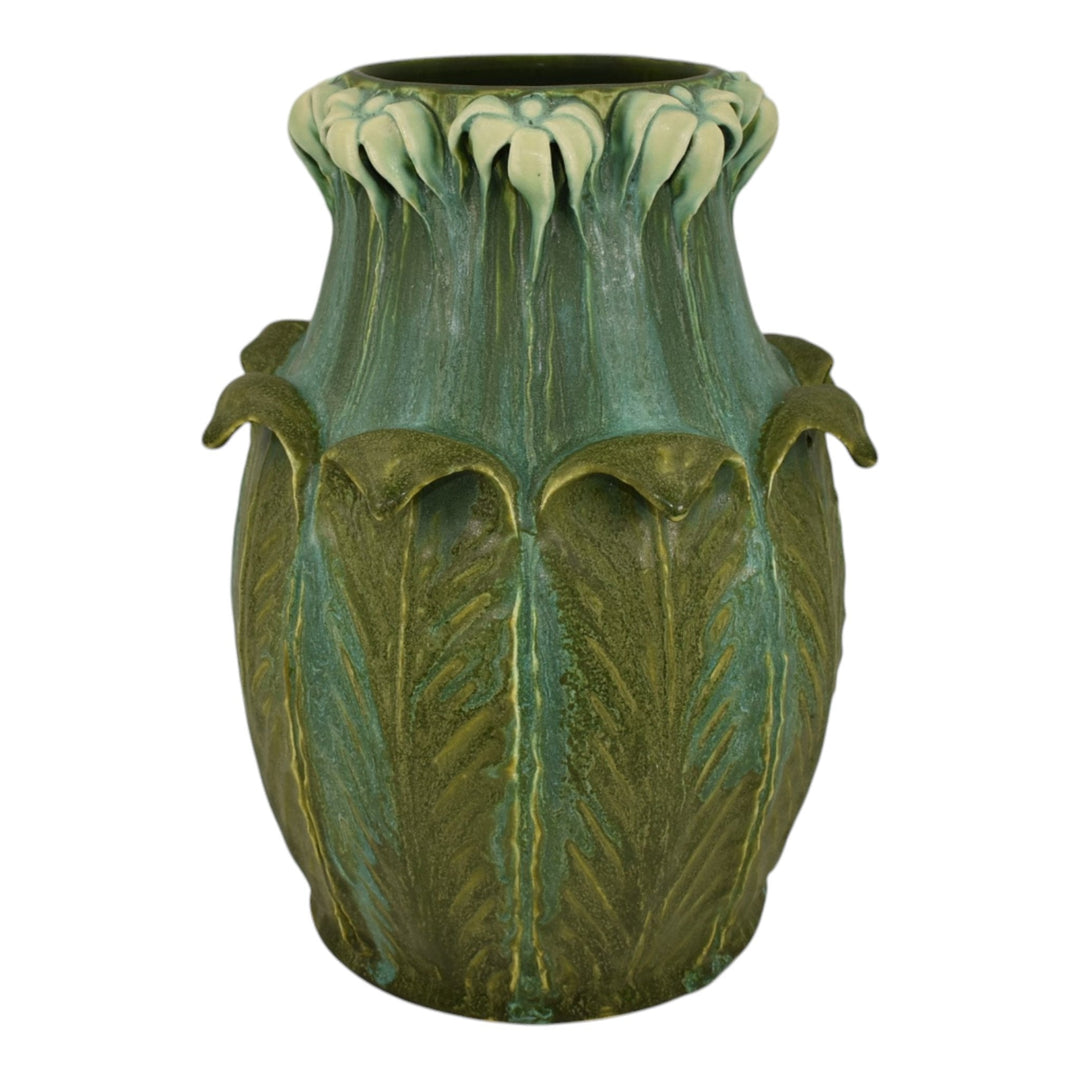 Jonathan White Odd Inq Studio Art Pottery Matte Green Curled Leaf Floral Vase