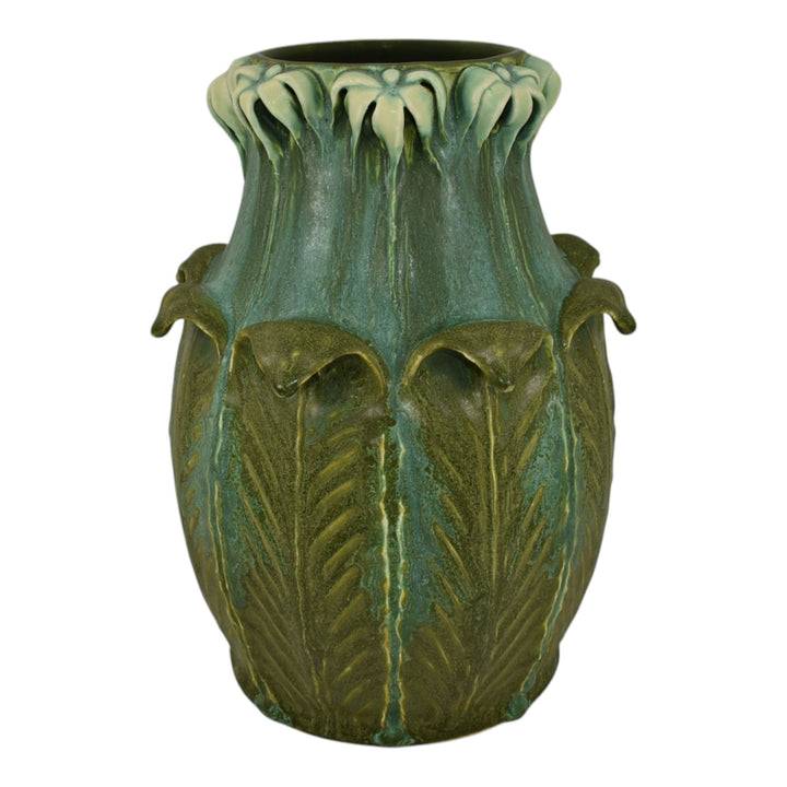 Jonathan White Odd Inq Studio Art Pottery Matte Green Curled Leaf Floral Vase