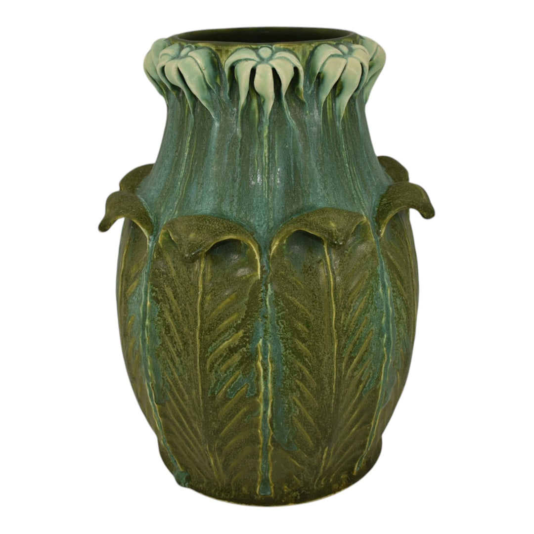 Jonathan White Odd Inq Studio Art Pottery Matte Green Curled Leaf Floral Vase