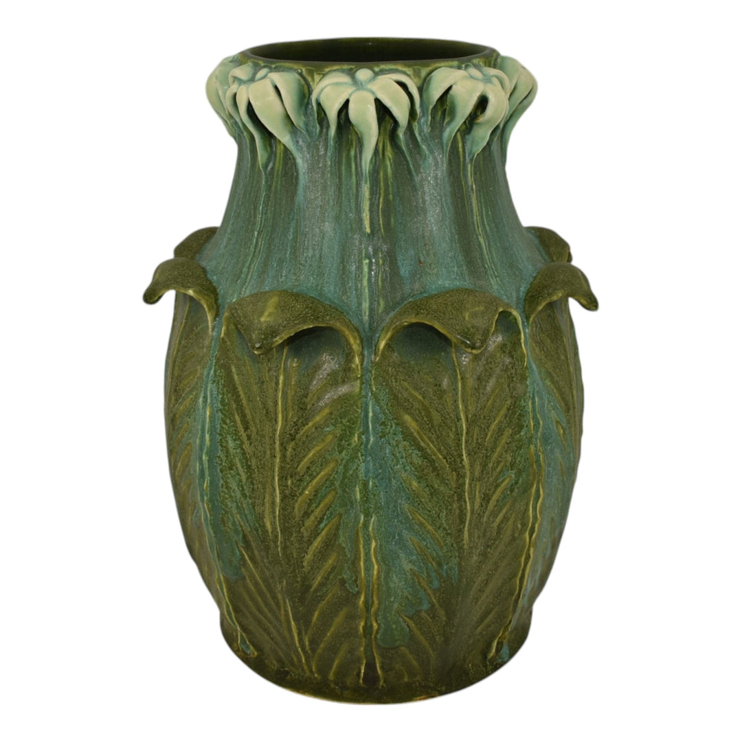 Jonathan White Odd Inq Studio Art Pottery Matte Green Curled Leaf Floral Vase