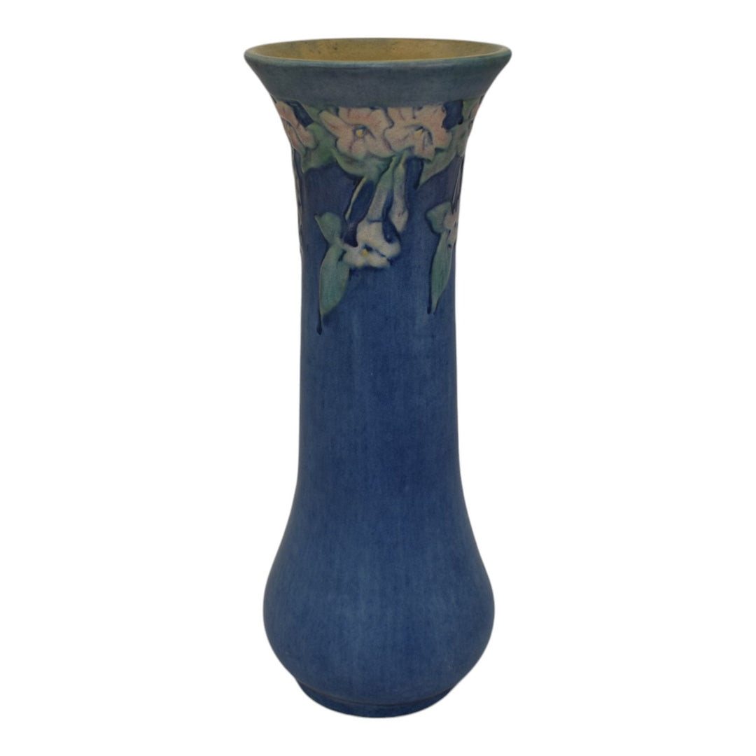 Newcomb College 1920s Vintage Arts and Crafts Pottery Blue Flowers Ceramic Vase