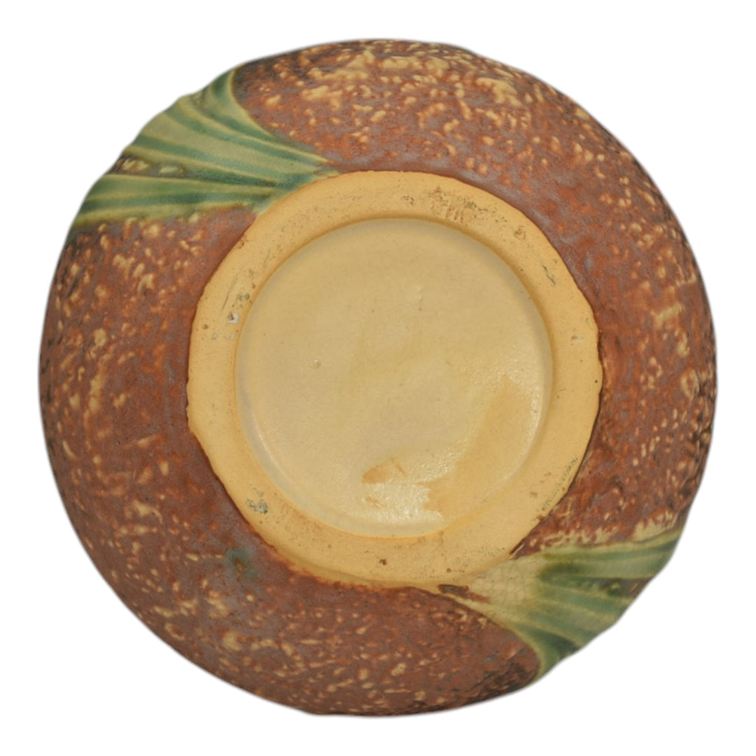 Roseville Jonquil 1931 Vintage Arts And Crafts Pottery Brown Basket 324-8 - Just Art Pottery