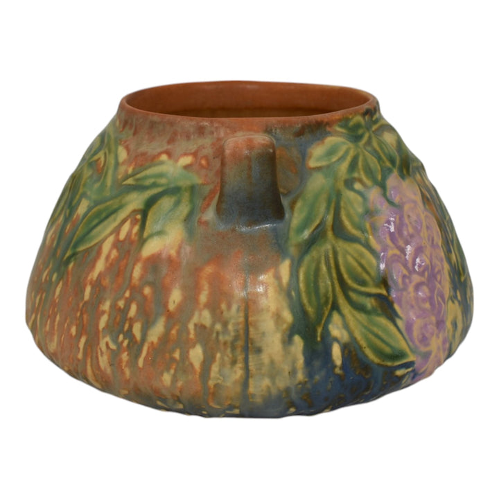 Roseville Wisteria Blue 1933 Vintage Arts And Crafts Pottery Ceramic Bowl 242-4 - Just Art Pottery