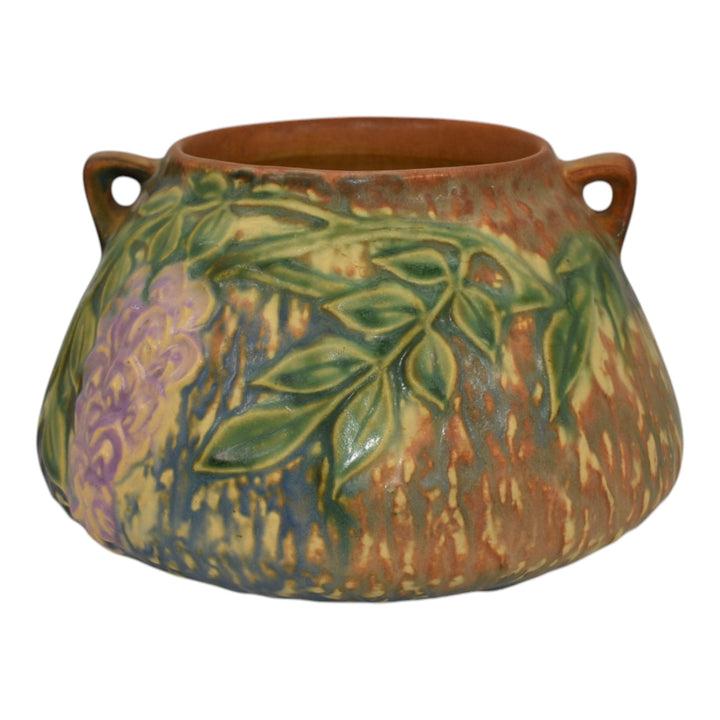 Roseville Wisteria Blue 1933 Vintage Arts And Crafts Pottery Ceramic Bowl 242-4 - Just Art Pottery