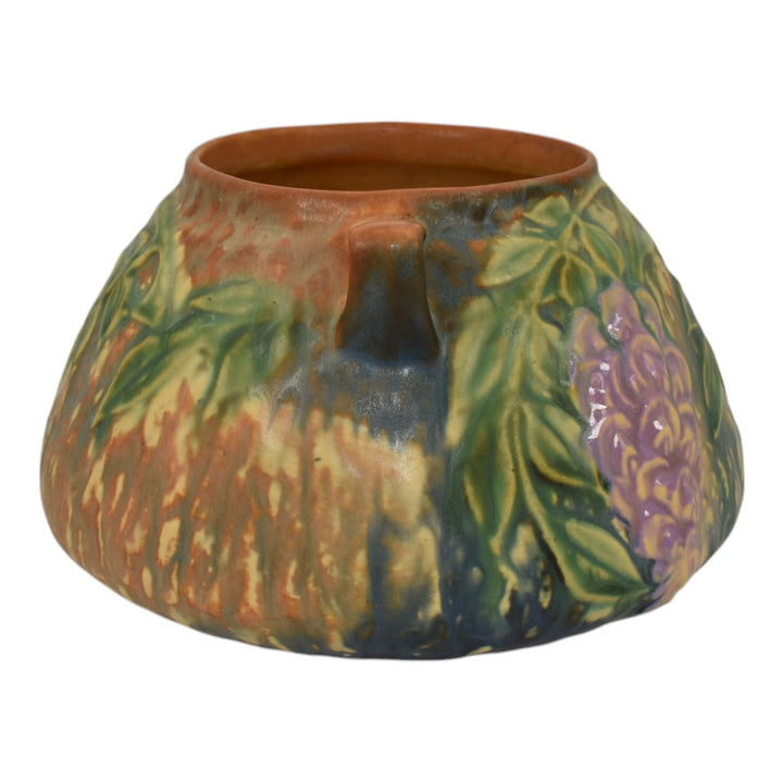 Roseville Wisteria Blue 1933 Vintage Arts And Crafts Pottery Ceramic Bowl 242-4 - Just Art Pottery