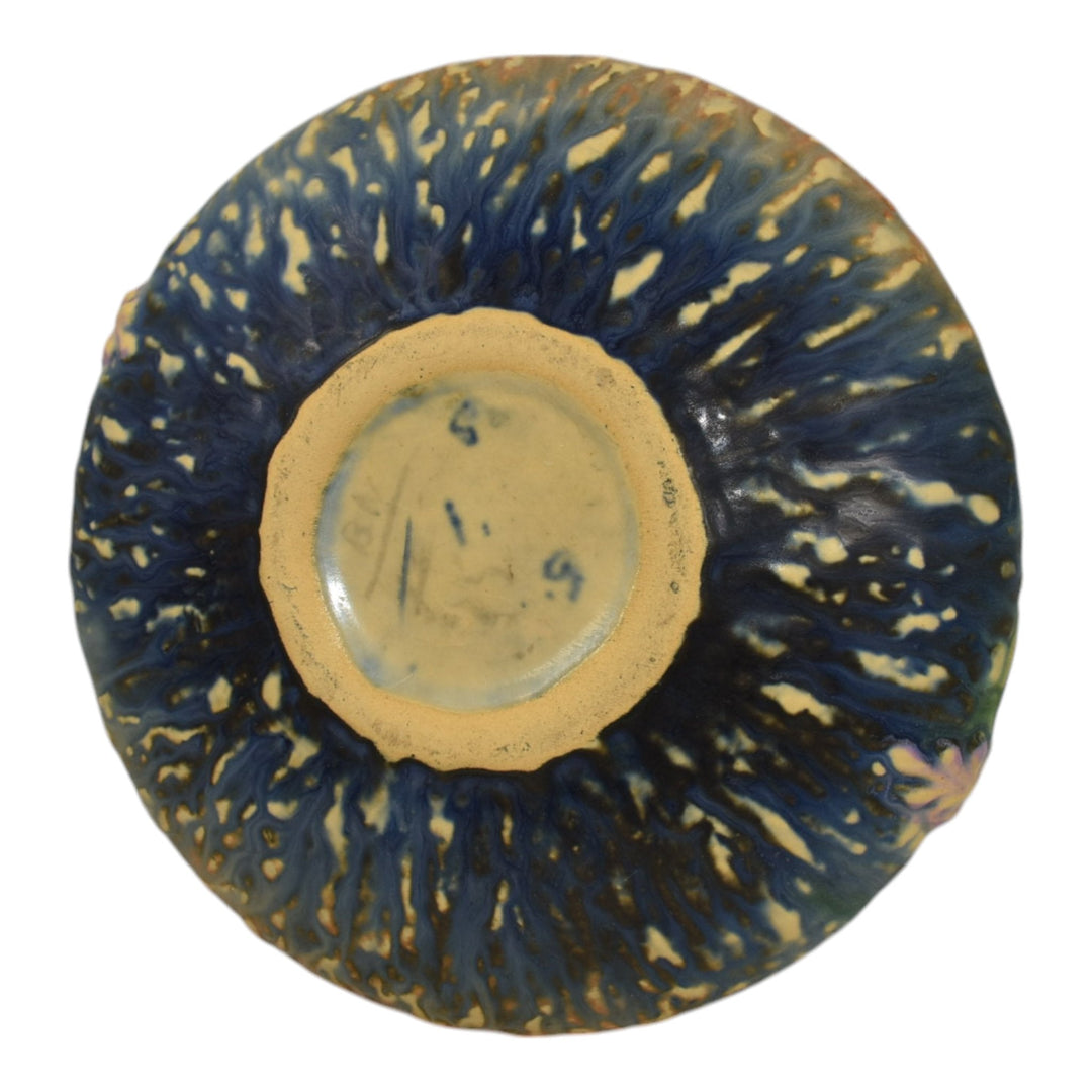 Roseville Wisteria Blue 1933 Vintage Arts And Crafts Pottery Ceramic Bowl 242-4 - Just Art Pottery