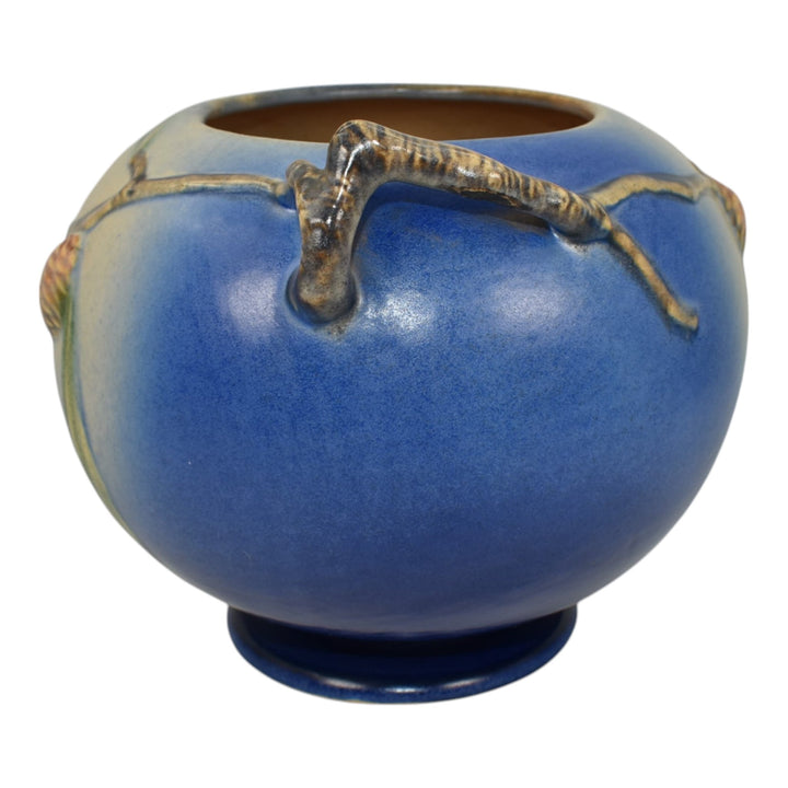 Roseville Pine Cone Blue 1936 Vintage Art Pottery Ceramic Bowl Vase 261-6