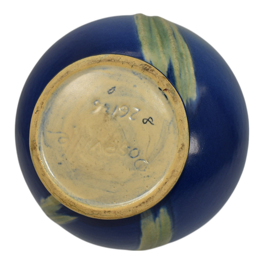 Roseville Pine Cone Blue 1936 Vintage Art Pottery Ceramic Bowl Vase 261-6