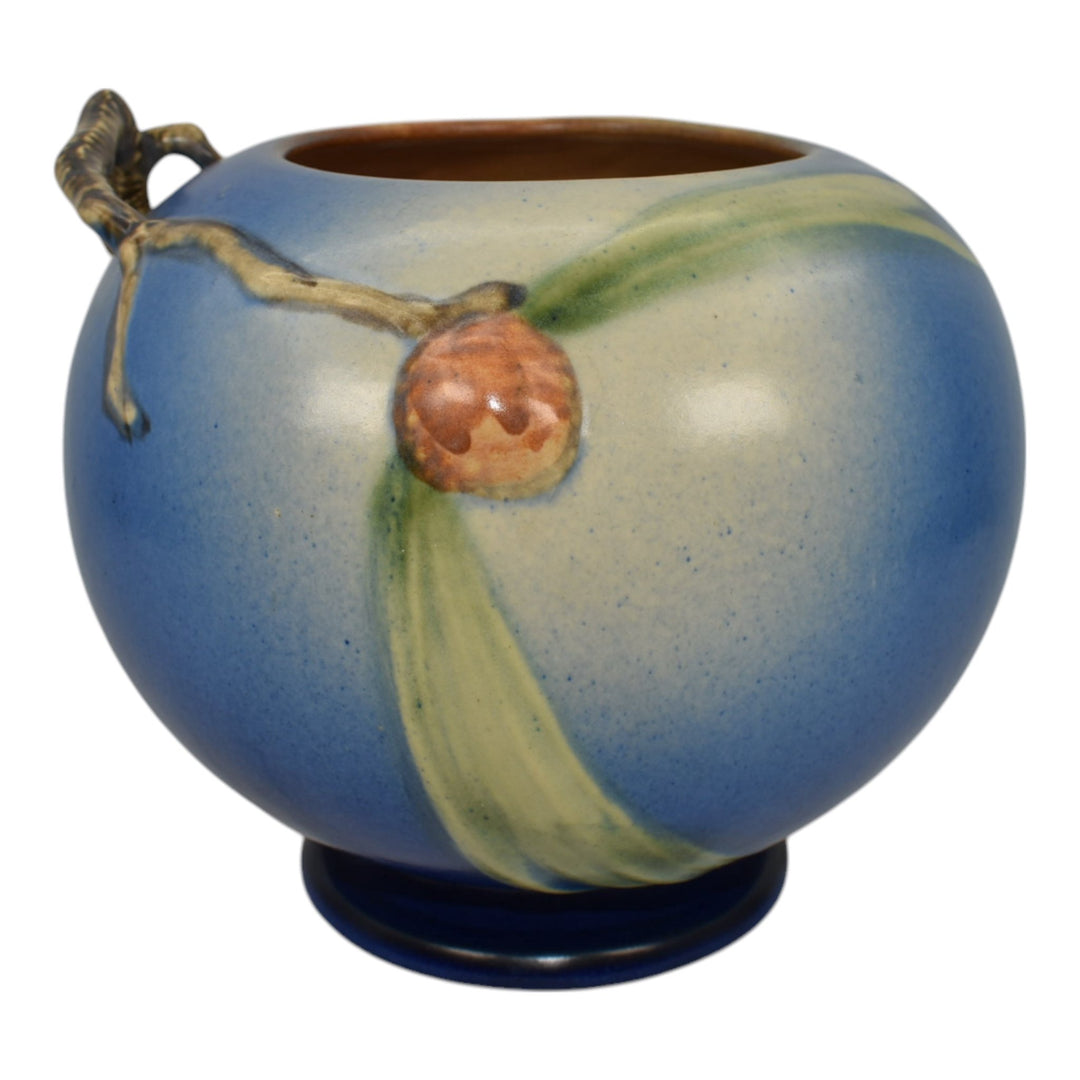Roseville Pine Cone Blue 1936 Vintage Art Pottery Ceramic Bowl Vase 261-6 - Just Art Pottery