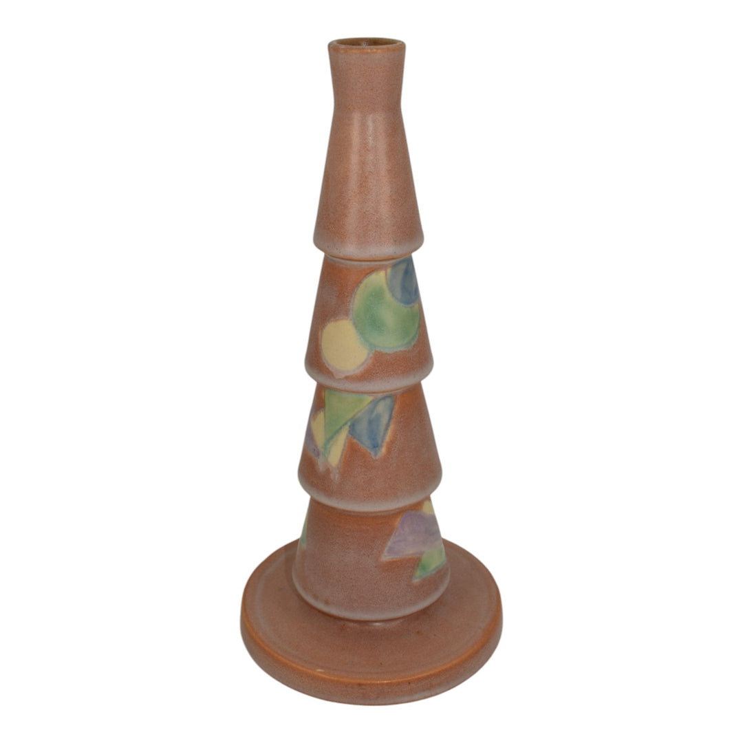 Roseville Futura Tan 1928 Vintage Art Deco Pottery Christmas Tree Vase 390-10