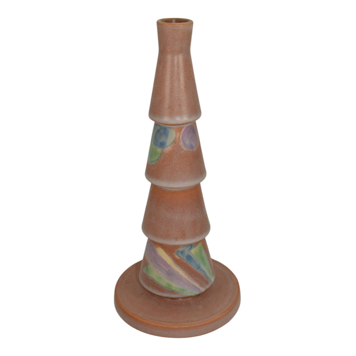 Roseville Futura Tan 1928 Vintage Art Deco Pottery Christmas Tree Vase 390-10