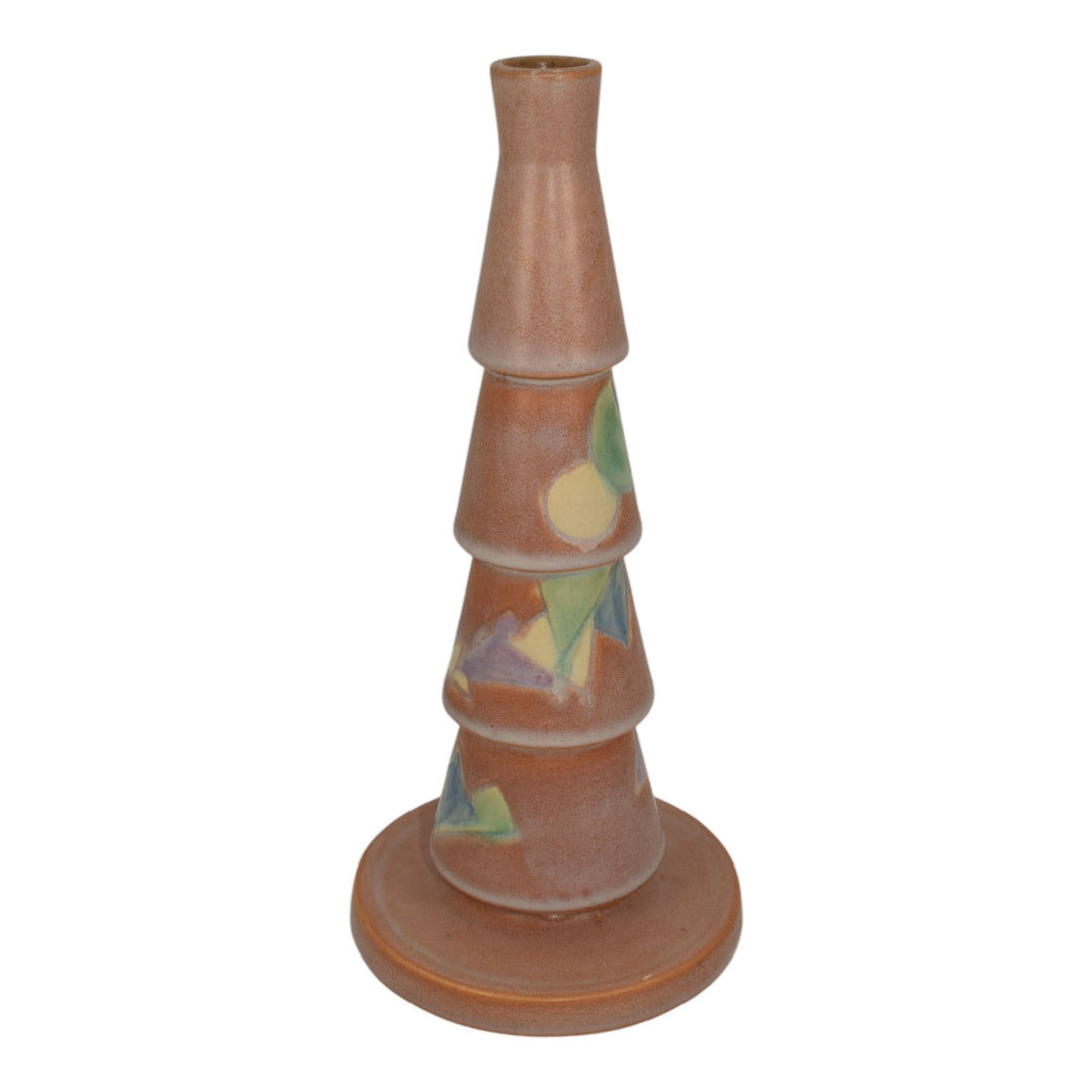 Roseville Futura Tan 1928 Vintage Art Deco Pottery Christmas Tree Vase 390-10