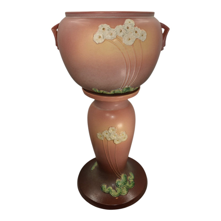 Roseville Primrose Pink 1936 Art Deco Pottery Ceramic Jardiniere Pedestal 634-10