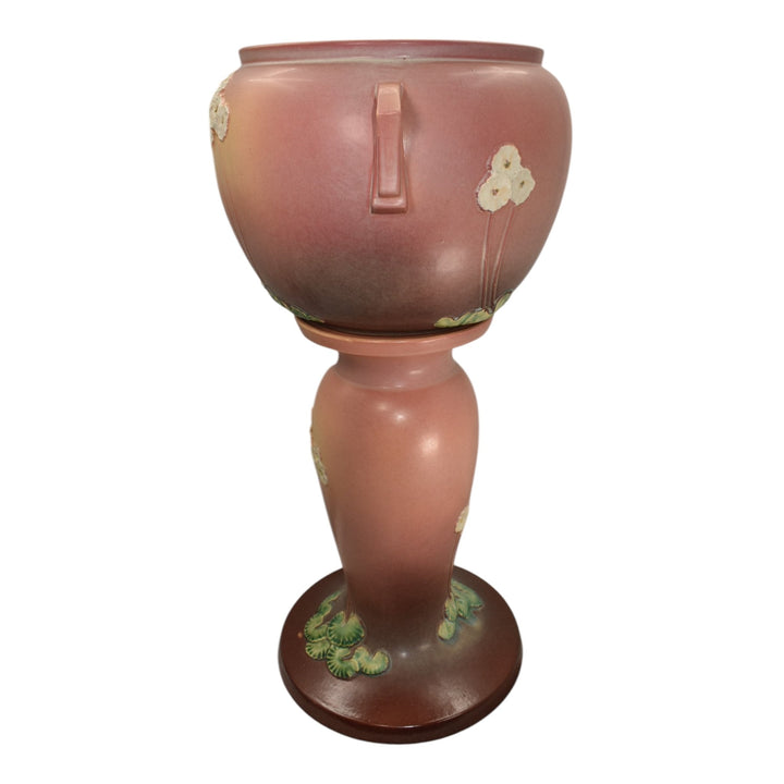 Roseville Primrose Pink 1936 Art Deco Pottery Ceramic Jardiniere Pedestal 634-10