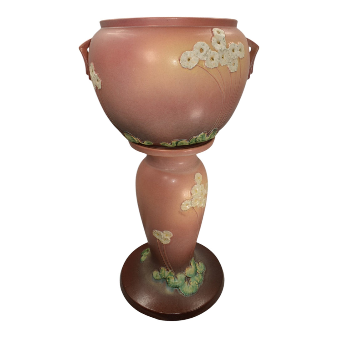 Roseville Primrose Pink 1936 Art Deco Pottery Ceramic Jardiniere Pedestal 634-10