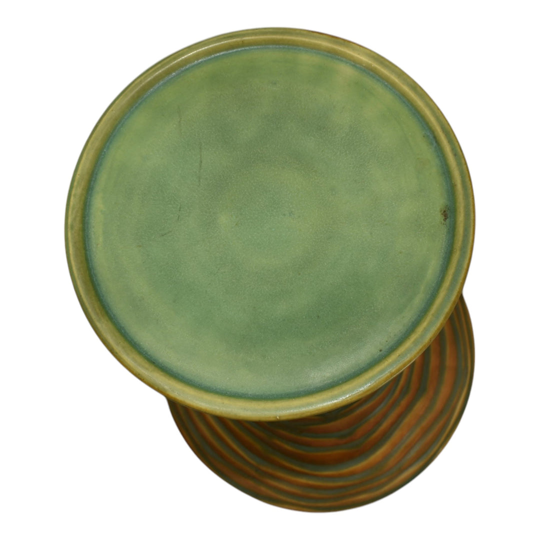 Roseville Luffa Brown 1934 Vintage Art Pottery Jardiniere Pedestal 631-10 - Just Art Pottery