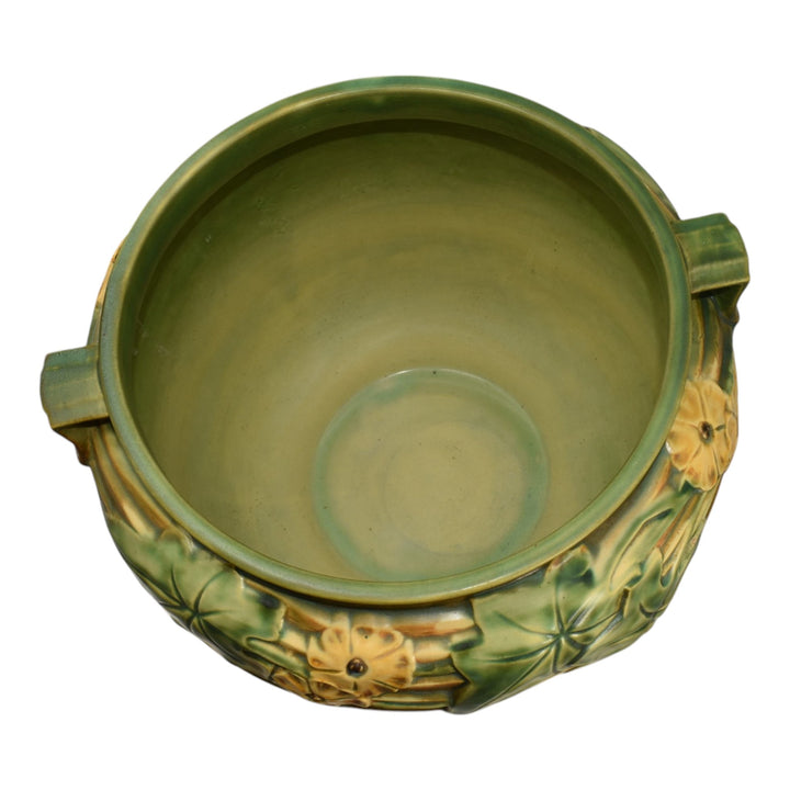 Roseville Luffa Brown 1934 Vintage Art Pottery Jardiniere Pedestal 631-10 - Just Art Pottery