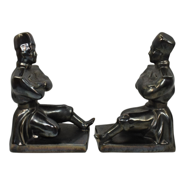 Abingdon Vintage Art Pottery Russian Dancers Black Bronze Ceramic Bookends 321