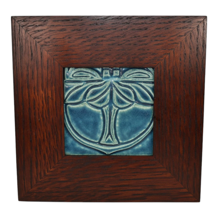 Motawi Tileworks Art Nouveau Pottery Blue Dragonfly Framed Ceramic Tile