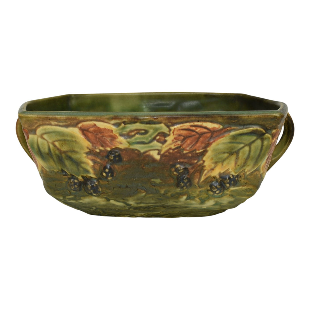 Roseville Blackberry 1932 Vintage Art Deco Pottery Ceramic Console Bowl 227-8 - Just Art Pottery