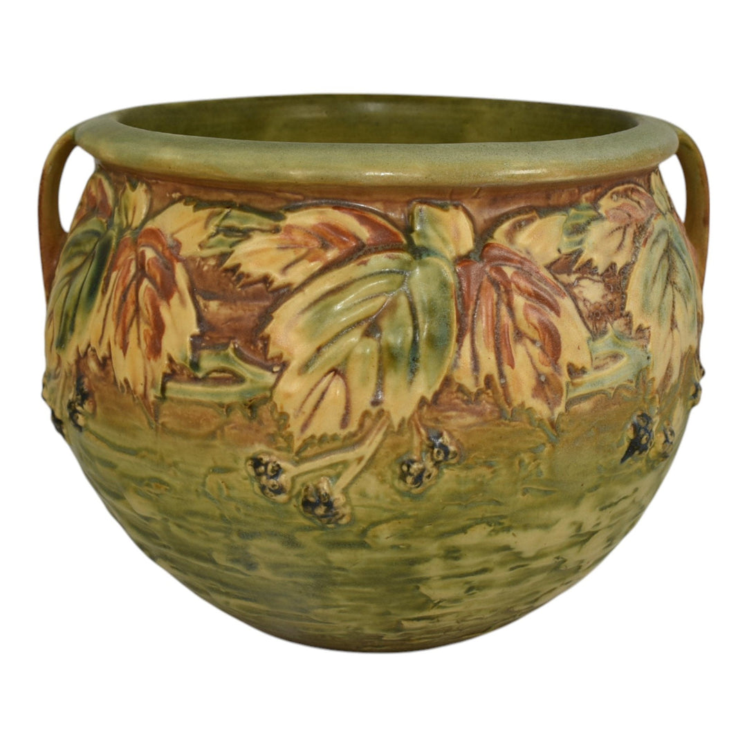Roseville Blackberry 1932 Arts And Crafts Pottery Brown Jardiniere Planter 623-8