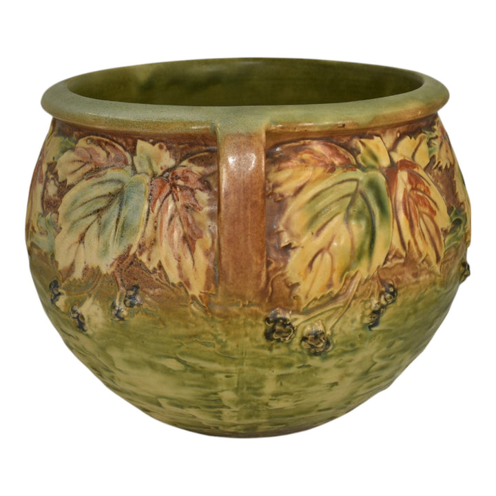 Roseville Blackberry 1932 Arts And Crafts Pottery Brown Jardiniere Planter 623-8
