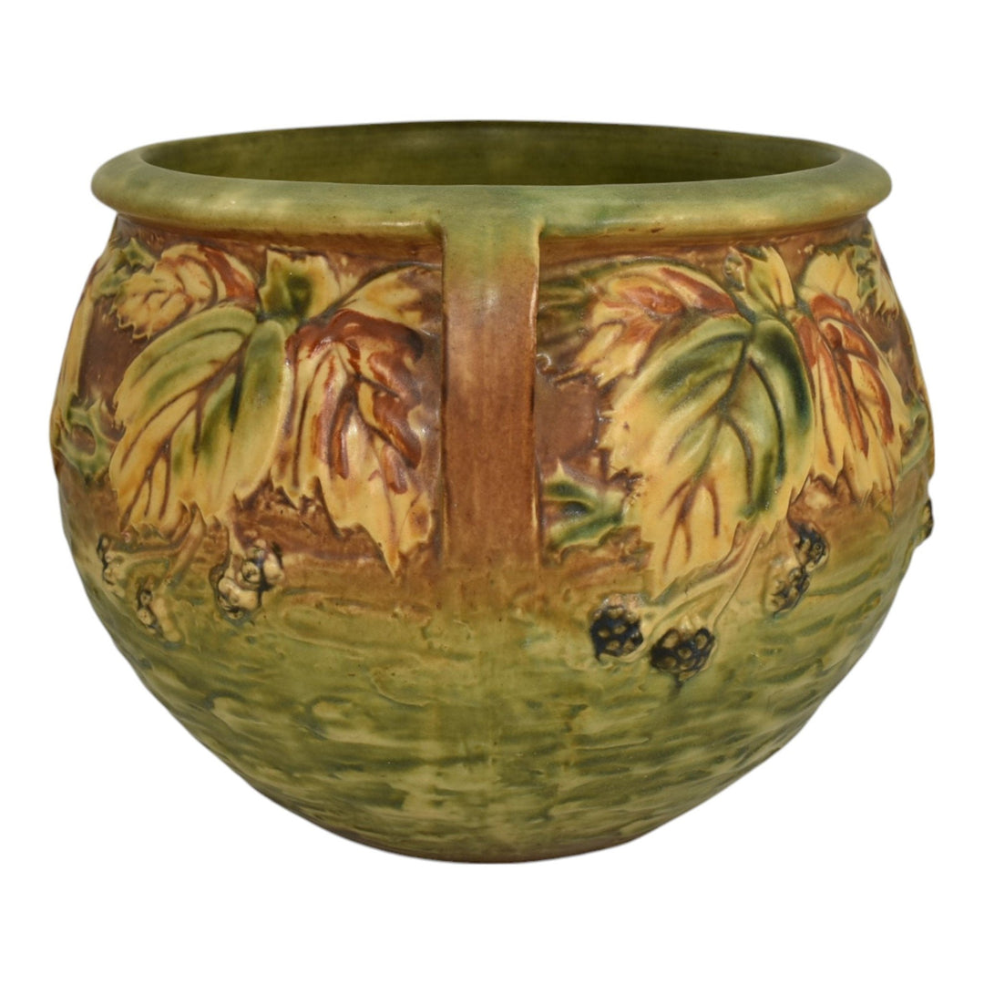 Roseville Blackberry 1932 Arts And Crafts Pottery Brown Jardiniere Planter 623-8