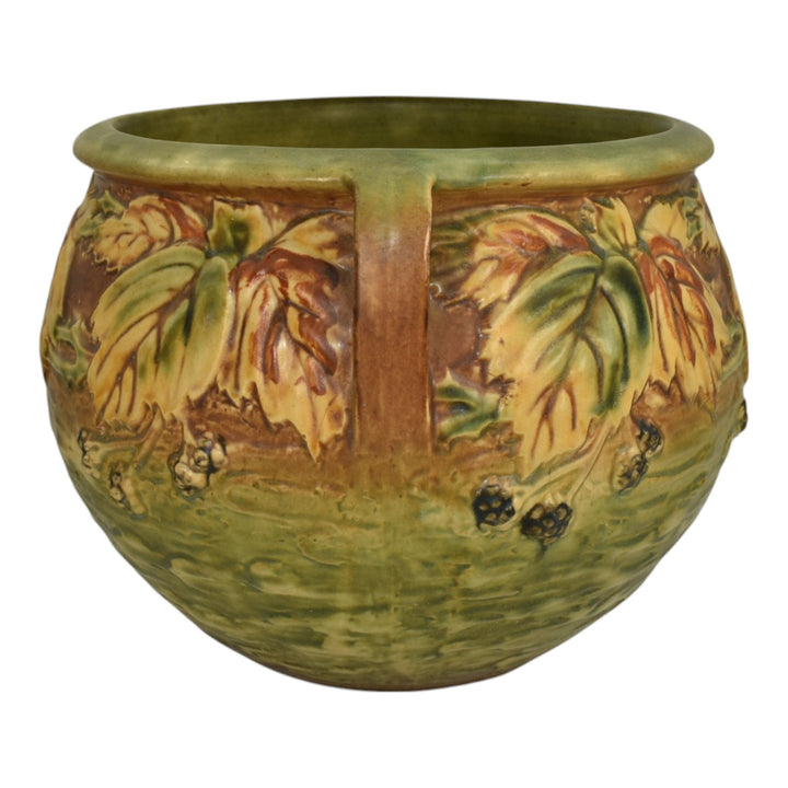 Roseville Blackberry 1932 Arts And Crafts Pottery Brown Jardiniere Planter 623-8
